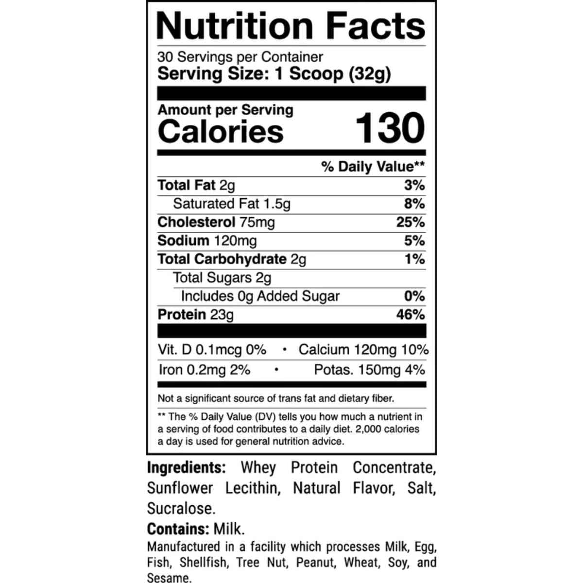 Tabla nutricional del suplemento 1st Phorm Mezcla de Proteína sabor Vainilla Natural 2.12 lbs