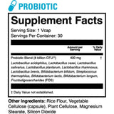 Tabla nutricional del suplemento de probióticos 1st Phorm Micro Factor 30 paquetes