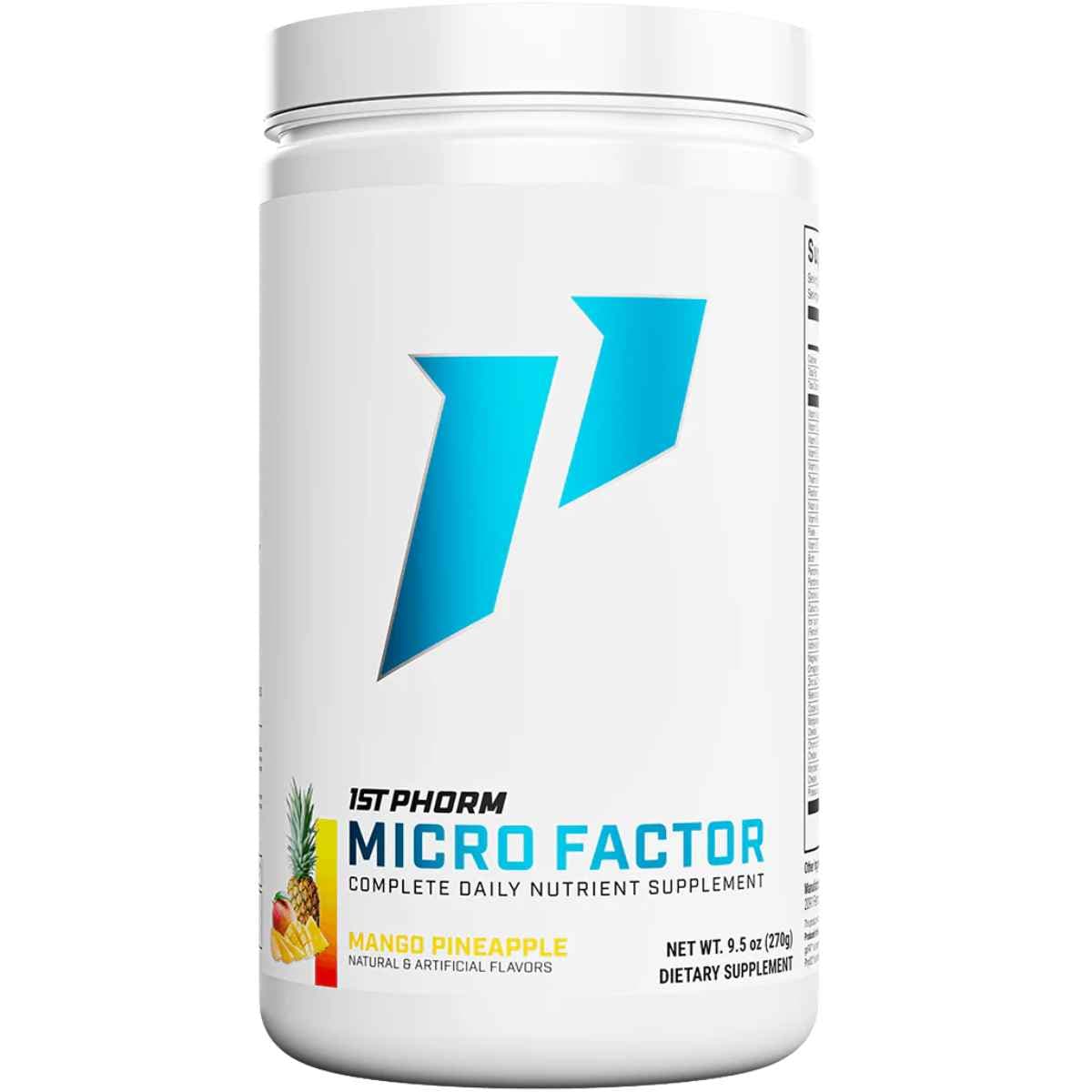Frasco de suplemento 1st Phorm Micro Factor Mango Piña polvo