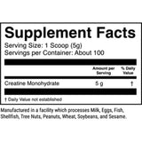 Tabla nutricional del suplemento 1st Phorm Monohidrato de Creatina Micronizada 1.1 lbs