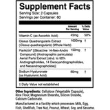 Tabla nutricional del suplemento 1st Phorm Movilidad Articular 120 cápsulas