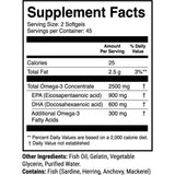 Tabla nutricional del suplemento 1st Phorm Omega-3 2500 mg 90 cápsulas blandas