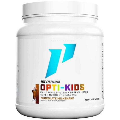 Frasco de suplemento 1st Phorm Opti-Niños Batido de Chocolate 420 g