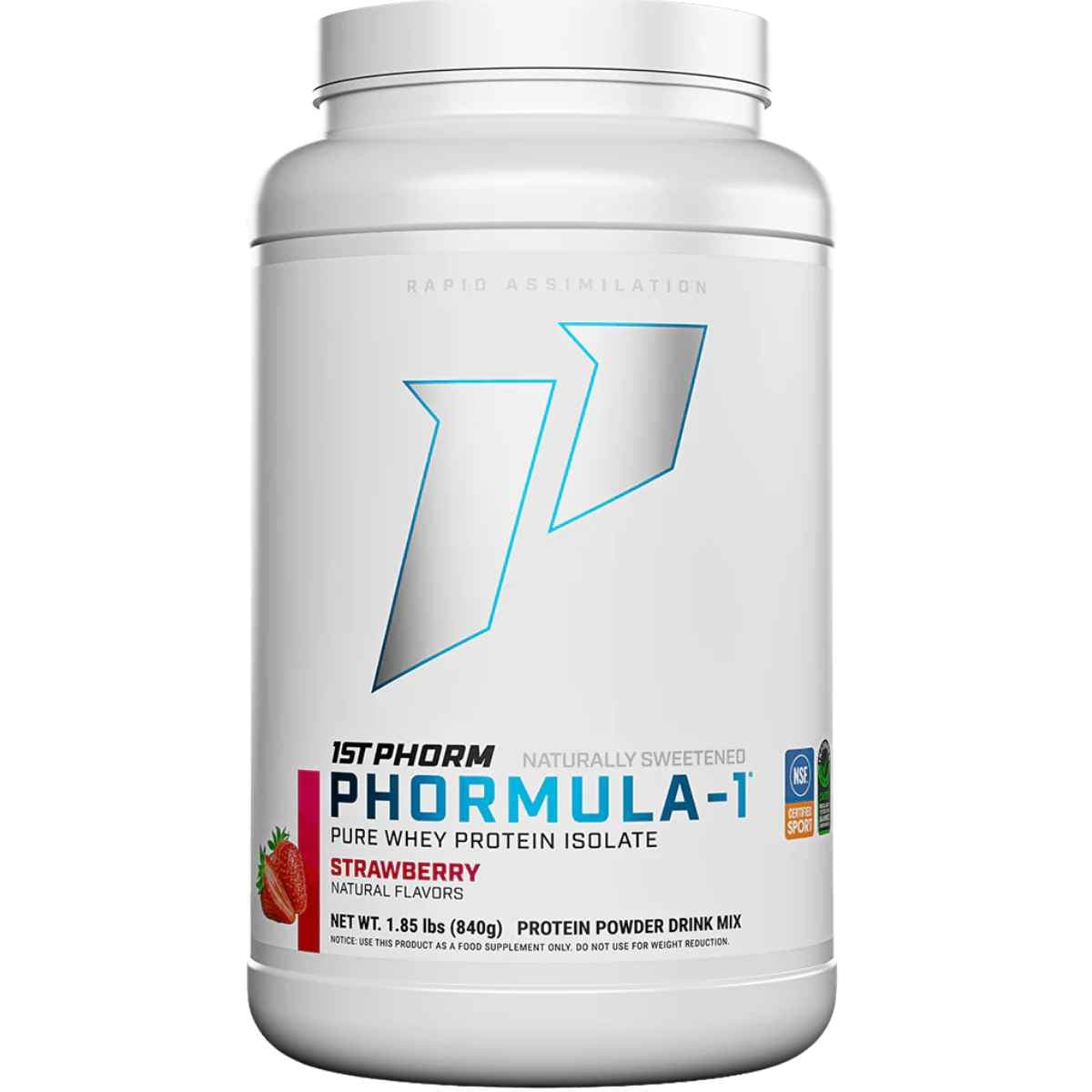 Frasco de suplemento 1st Phorm Phormula-1 Natural Fresa 1.85 lbs