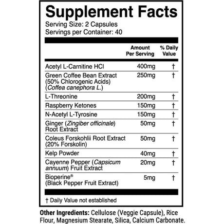 Tabla nutricional del suplemento 1st Phorm Thyro-Drive Apoyo para la Tiroides 80 cápsulas