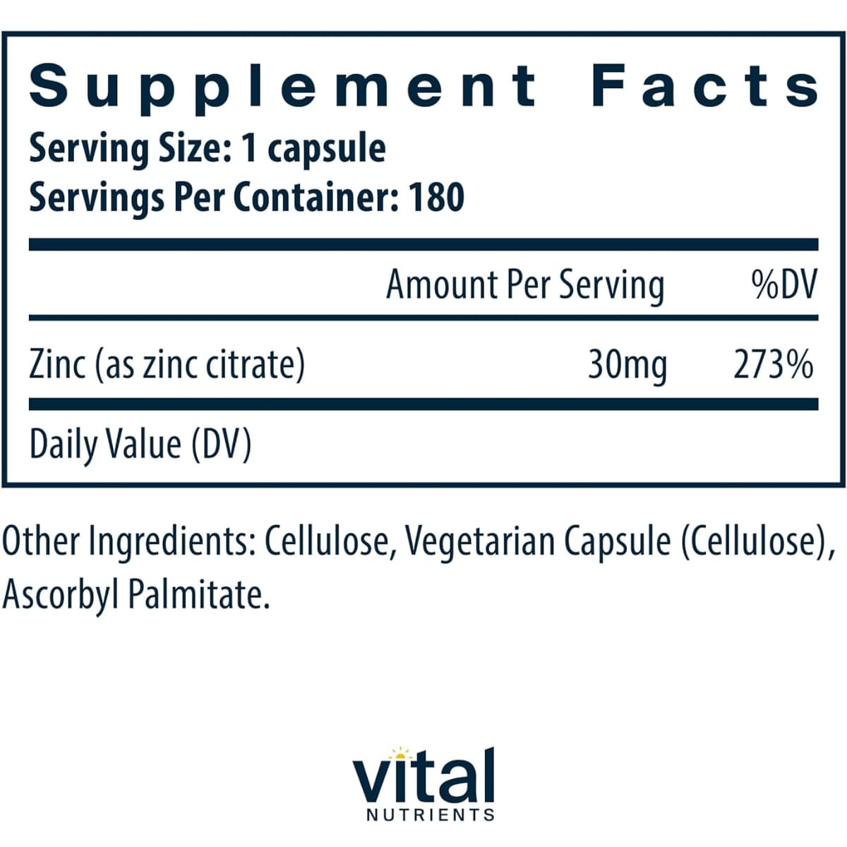 Vital Nutrients - Citrato de Zinc (30 mg)