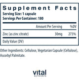 Vital Nutrients - Citrato de Zinc (30 mg)
