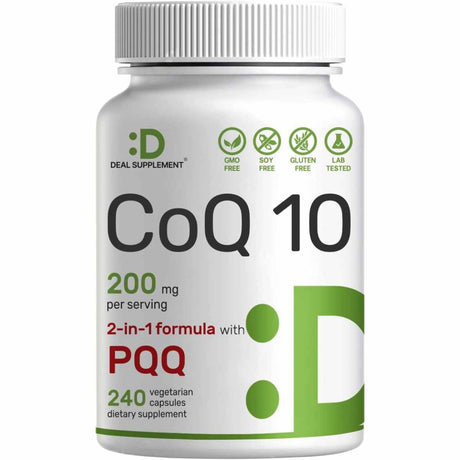 Coenzima CoQ10 - 200 mg con PQQ - 240 Cápsulas Vegetarianas - Haz Tu Pedido
