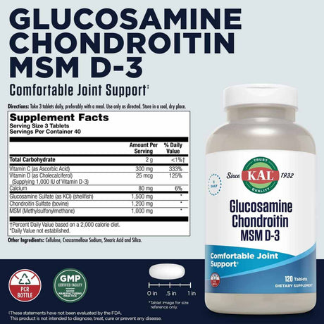 Glucosamina con Condroitina y MSM D-3 - 120 Tabletas - Haz Tu Pedido