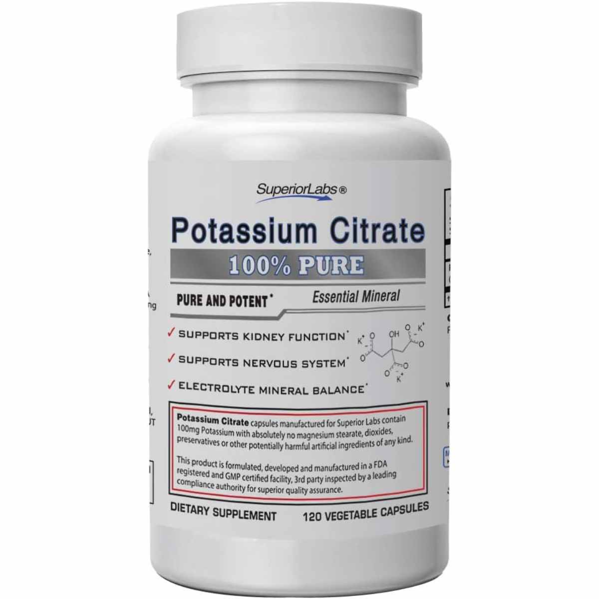 Citrato de Potasio - 120 Cápsulas Vegetales - Haz Tu Pedido