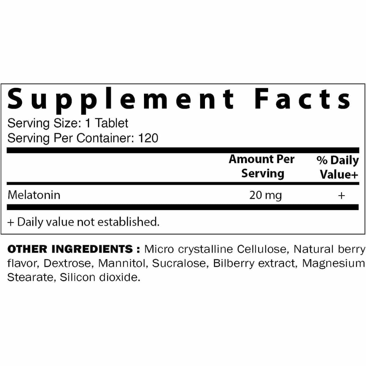 Melatonina - 20 mg - 120 Tabletas - Haz Tu Pedido