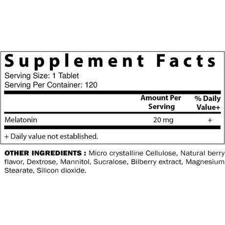 Melatonina - 20 mg - 120 Tabletas - Haz Tu Pedido