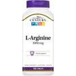 Frasco de suplemento 21st Century L-Arginina 1000 mg 100 tabletas