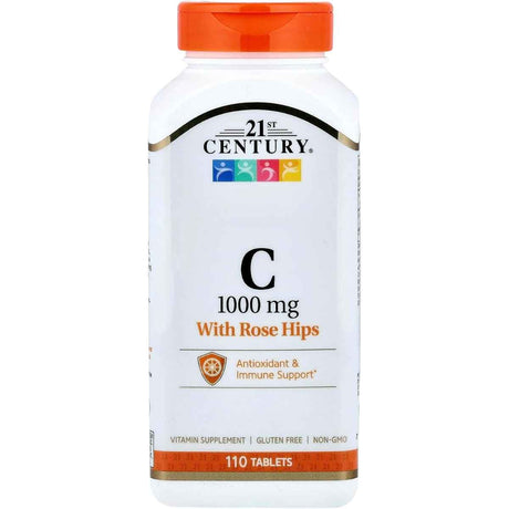 Frasco de suplemento 21st Century Vitamina C con Escaramujo 1000 mg 110 tabletas