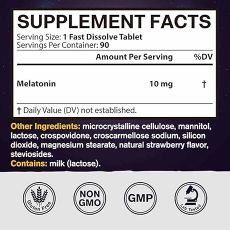 Melatonina - 10 mg - 90 Tabletas de Disolución Rápida - Haz Tu Pedido