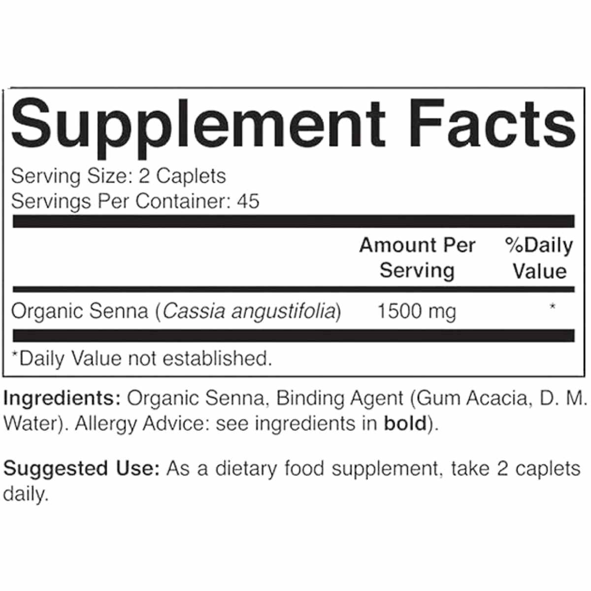Senna Orgánico 1500mg - 90 Tabletas - Haz Tu Pedido