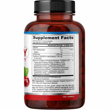 Arandano con D-Manosa y Probioticos - 60 Cápsulas - Haz Tu Pedido