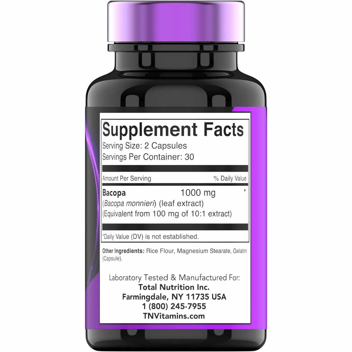 Bacopa Monnieri - 1000 mg - 60 Cápsulas - Haz Tu Pedido