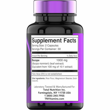 Bacopa Monnieri - 1000 mg - 60 Cápsulas - Haz Tu Pedido