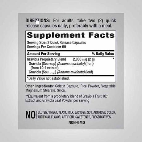 Graviola 2000 mg - 120 Cápsulas - Haz Tu Pedido