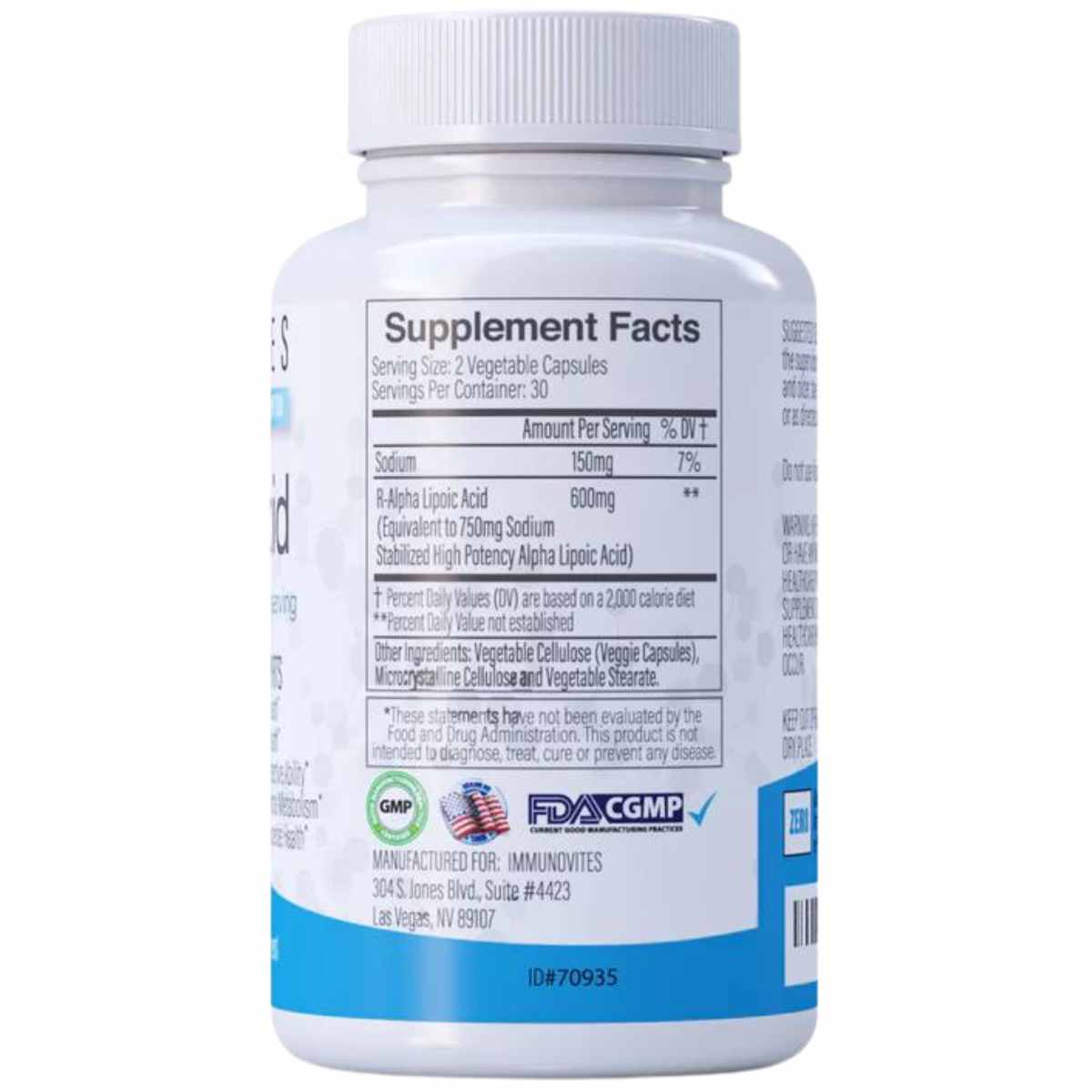 Ácido R-Alfa Lipoico - 60 Cápsulas Vegetales - Haz Tu Pedido