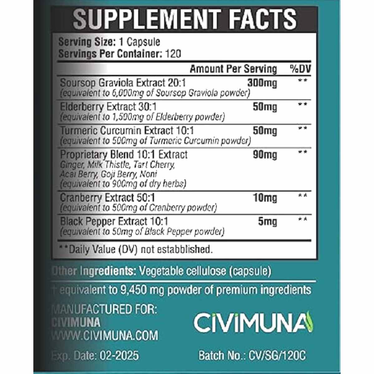 Graviola 9450 mg - 120 Cápsulas - Haz Tu Pedido