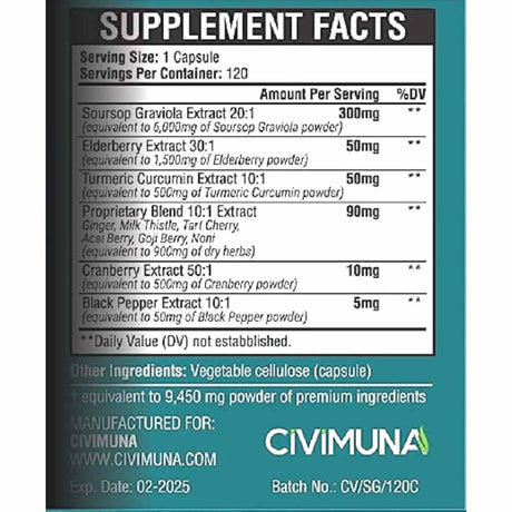 Graviola 9450 mg - 120 Cápsulas - Haz Tu Pedido