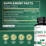 Hongo Melena de León con Ginkgo Biloba - 60 Cápsulas - Haz Tu Pedido