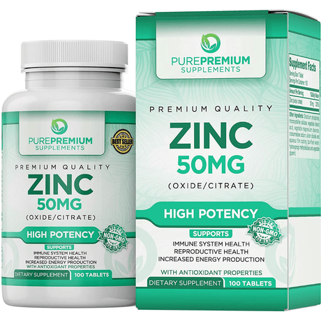 Pure Premium Zinc Oxide and Citrate - 100 Tabletas - Haz Tu Pedido