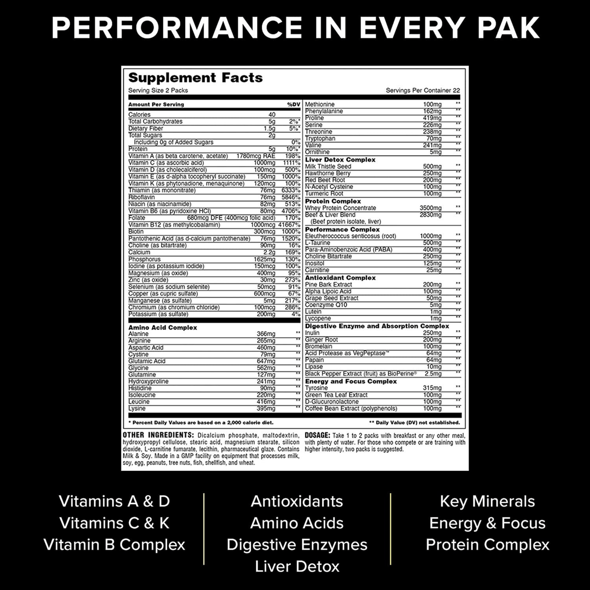 Animal Pak - 44 Paquetes - Haz Tu Pedido