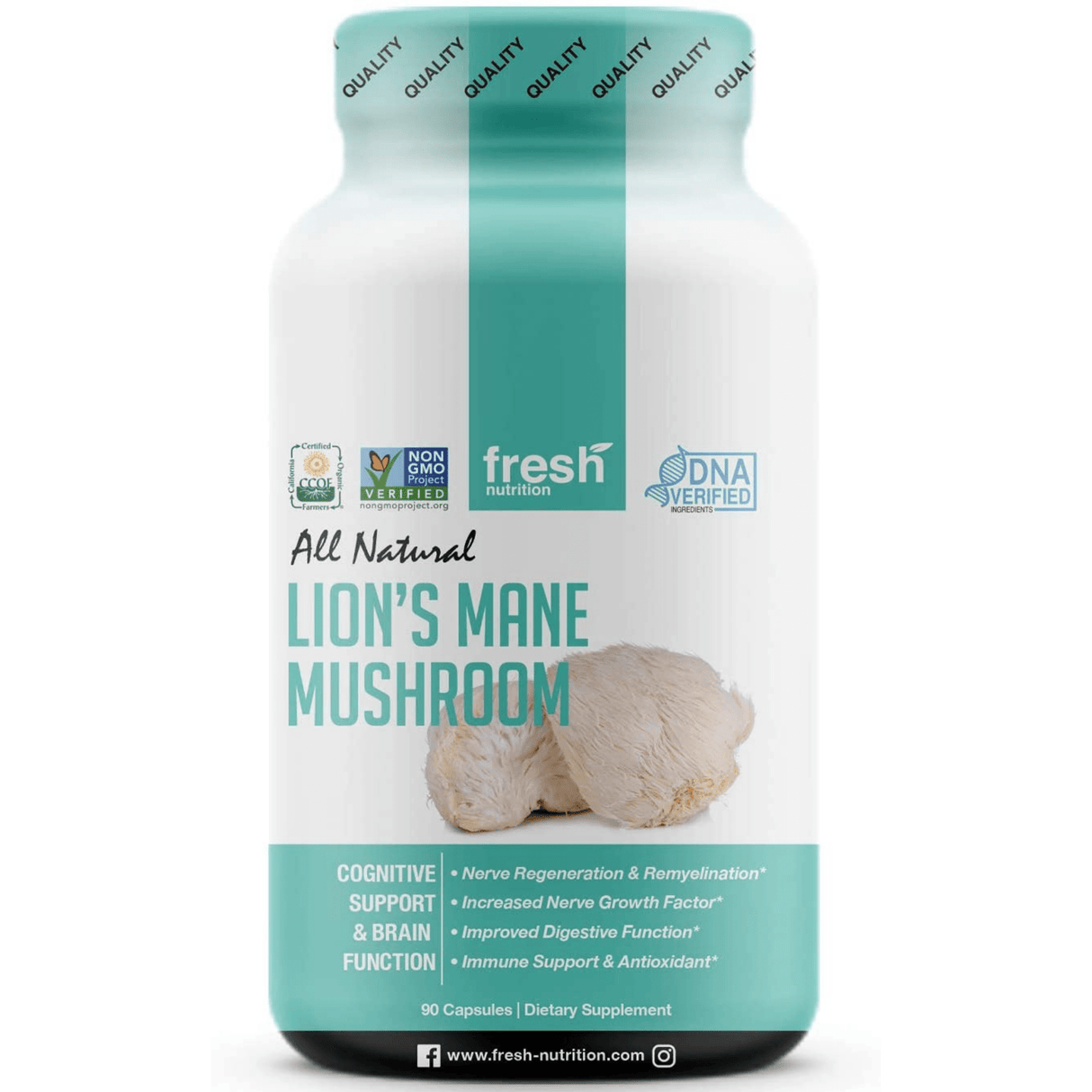 Fresh Nutrition Lions Mane Mushroom - 90 Cápsulas - Haz Tu Pedido