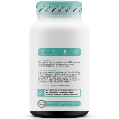 Fresh Nutrition Lions Mane Mushroom - 90 Cápsulas - Haz Tu Pedido