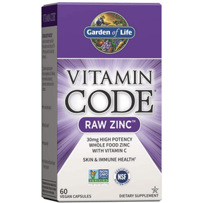 Garden of Life  Raw Zinc Vitamina de Zinc 30 mg - 60 Cápsulas Veganas - Haz Tu Pedido