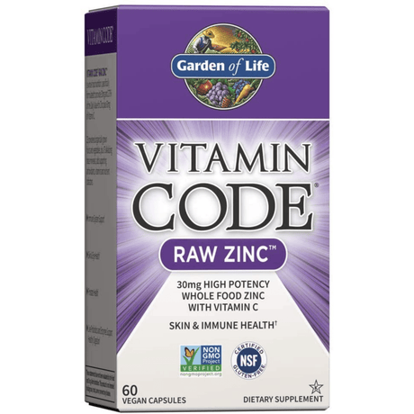 Garden of Life  Raw Zinc Vitamina de Zinc 30 mg - 60 Cápsulas Veganas - Haz Tu Pedido