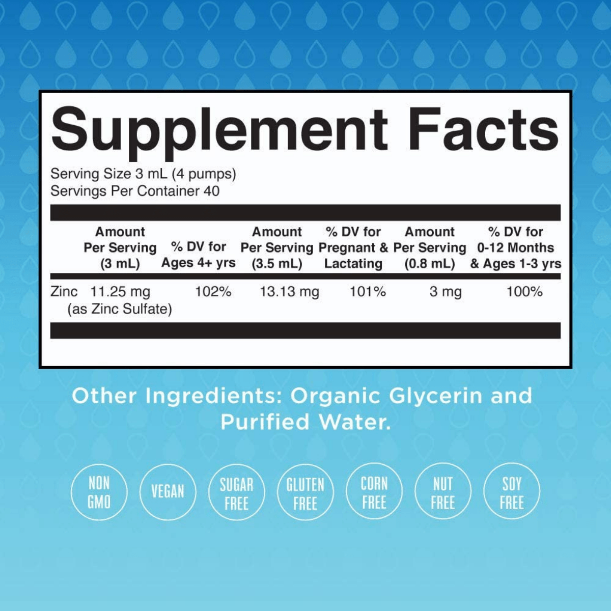 MaryRuth Organics Sulfato de Zinc - 120 ml - Tabla Nutricional - Haz Tu Pedido