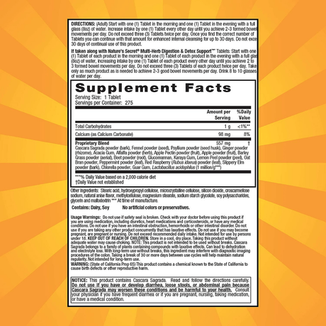 Natures Secret Multi-Herb Colon Cleanse - 275 Tabletas - Haz Tu Pedido