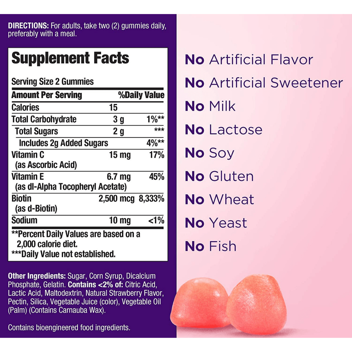 Nature’s Bounty Hair Skin and Nails with Biotin - Fresa - 80 Gomitas - Haz Tu Pedido