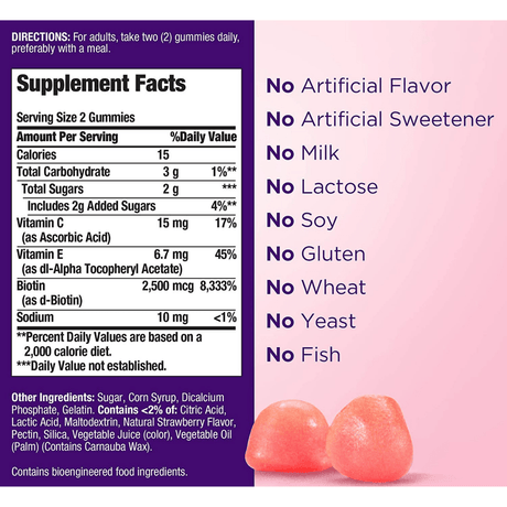 Nature’s Bounty Hair Skin and Nails with Biotin - Fresa - 80 Gomitas - Haz Tu Pedido