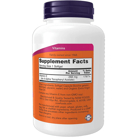 NOW Foods Natural E-400 - 250 Cápsulas Blandas - Haz Tu Pedido