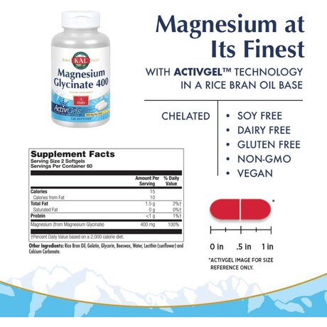 KAL Magnesium Glycinate - 120 Cápsulas Blandas - Haz Tu Pedido