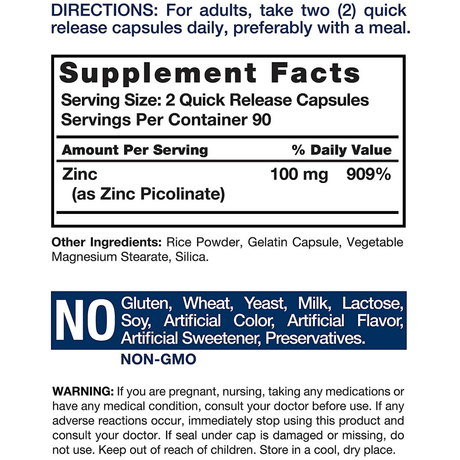 Horbaach Zinc Picolinate - 180 Cápsulas - Haz Tu Pedido
