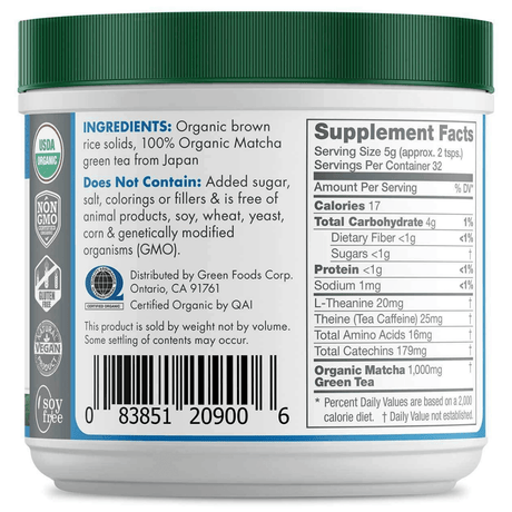 Green Foods Organic Matcha Green Tea - 156 g - Haz Tu Pedido