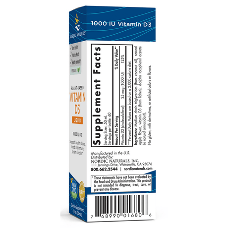 Nordic Naturals Plant-Based Vitamin D3 - 30 ml - Haz Tu Pedido