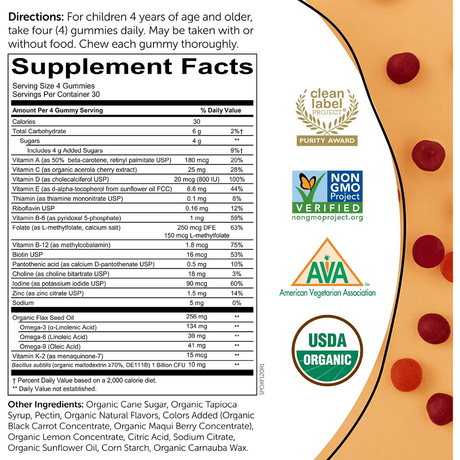 SmartyPants Organic  Multivitamin with Probiotic  120 Gomitas - Haz Tu Pedido
