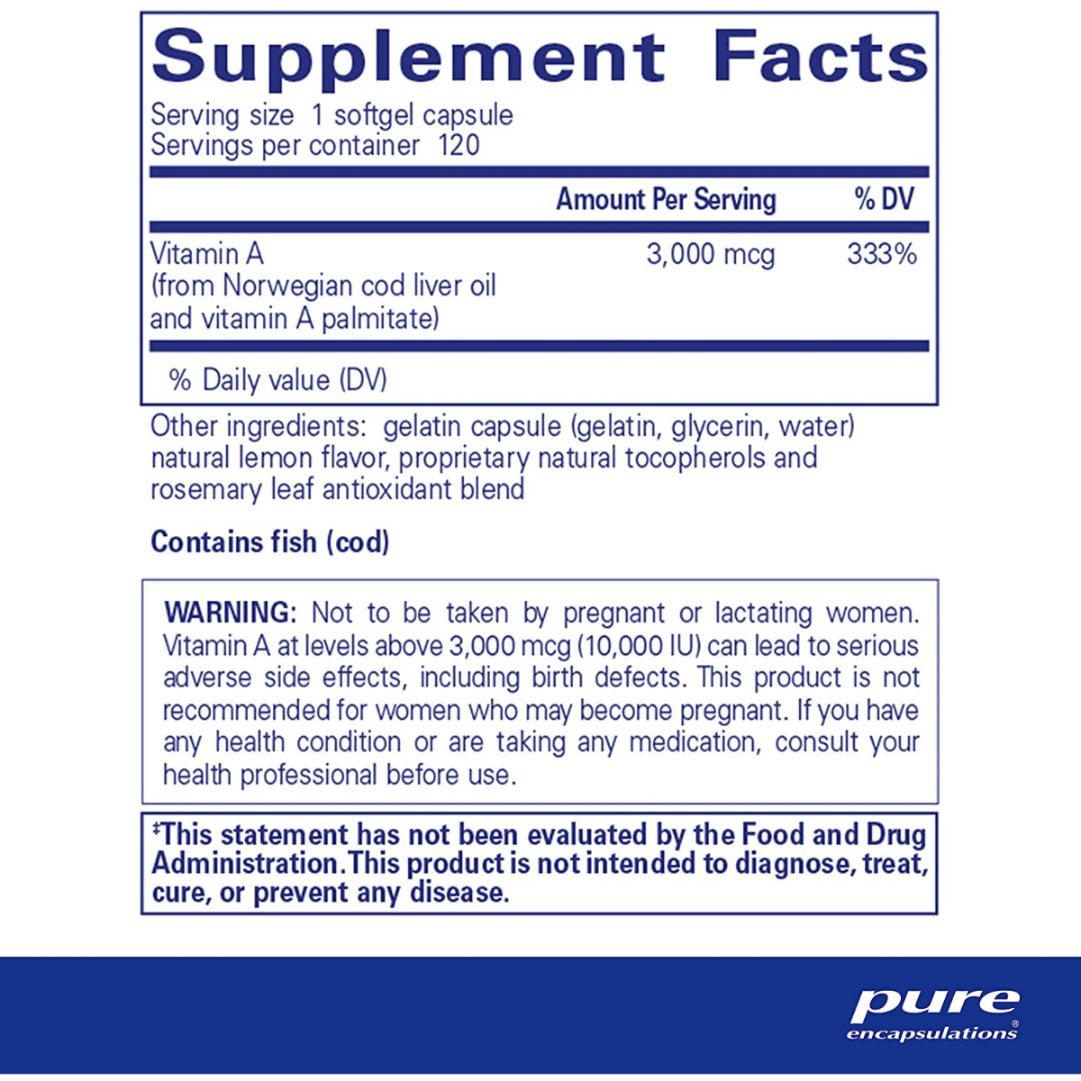 Pure Encapsulations Vitamin A - 120 Cápsulas Blandas - Haz Tu Pedido