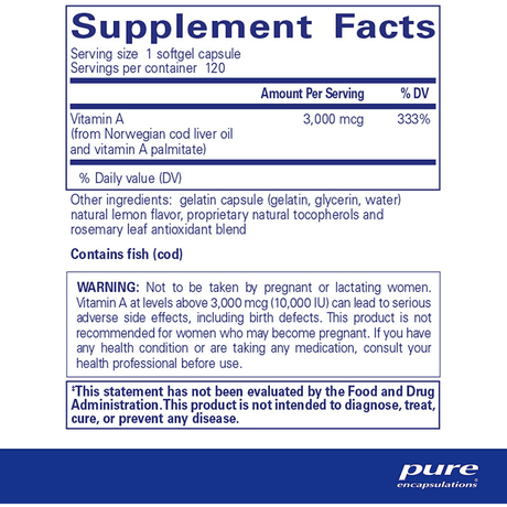 Pure Encapsulations Vitamin A - 120 Cápsulas Blandas - Haz Tu Pedido