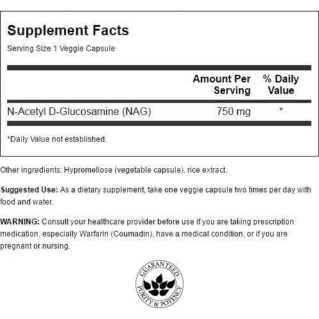 Swanson N-Acetyl D-Glucosamine - 60 Cápsulas Vegetales - Haz Tu Pedido