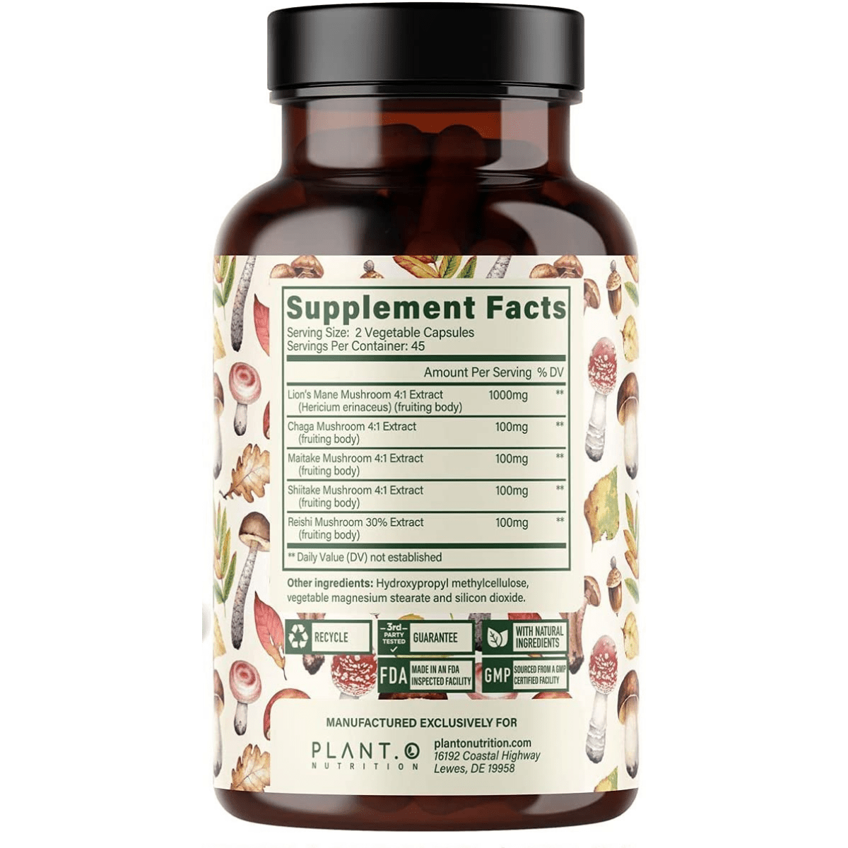 PLANT.O NUTRITION Lions Mane Mushroom Complex - 90 Cápsulas - Haz Tu Pedido