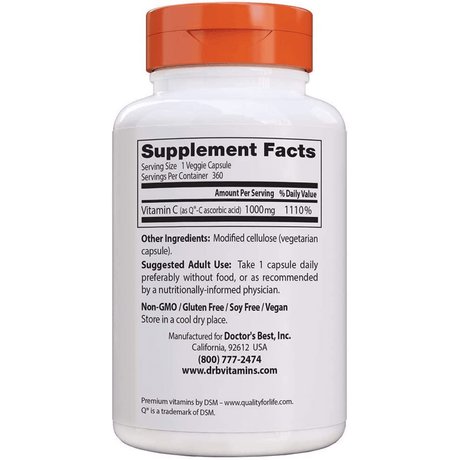 Doctor’s Best Vitamin C with Quali-C - 360 Cápsulas Vegetales - Haz Tu Pedido