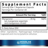 Douglas Laboratories Manganese - 60 Cápsulas Vegetarianas - Haz Tu Pedido